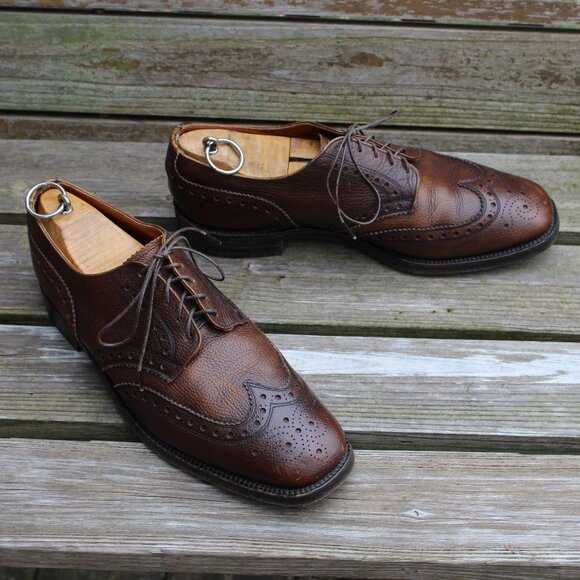 Vintage 70s Eaton's Exotic Oxhide Wingtips, Made in England, US Men's 10.5 E - Picture 1 of 12
